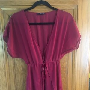 SHEIN. See-through maroon maxi dress/cover-up